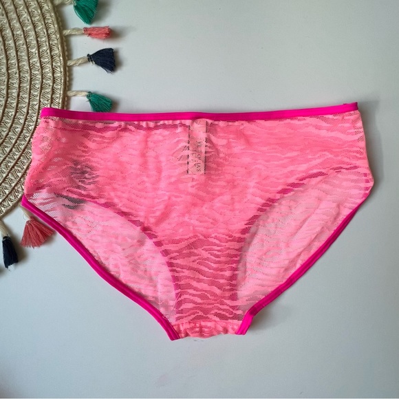Victoria's Secret VTG Extra Low Rise Mesh Hiphugger Panty Pink Zebra Stripe Smal - Picture 2 of 4